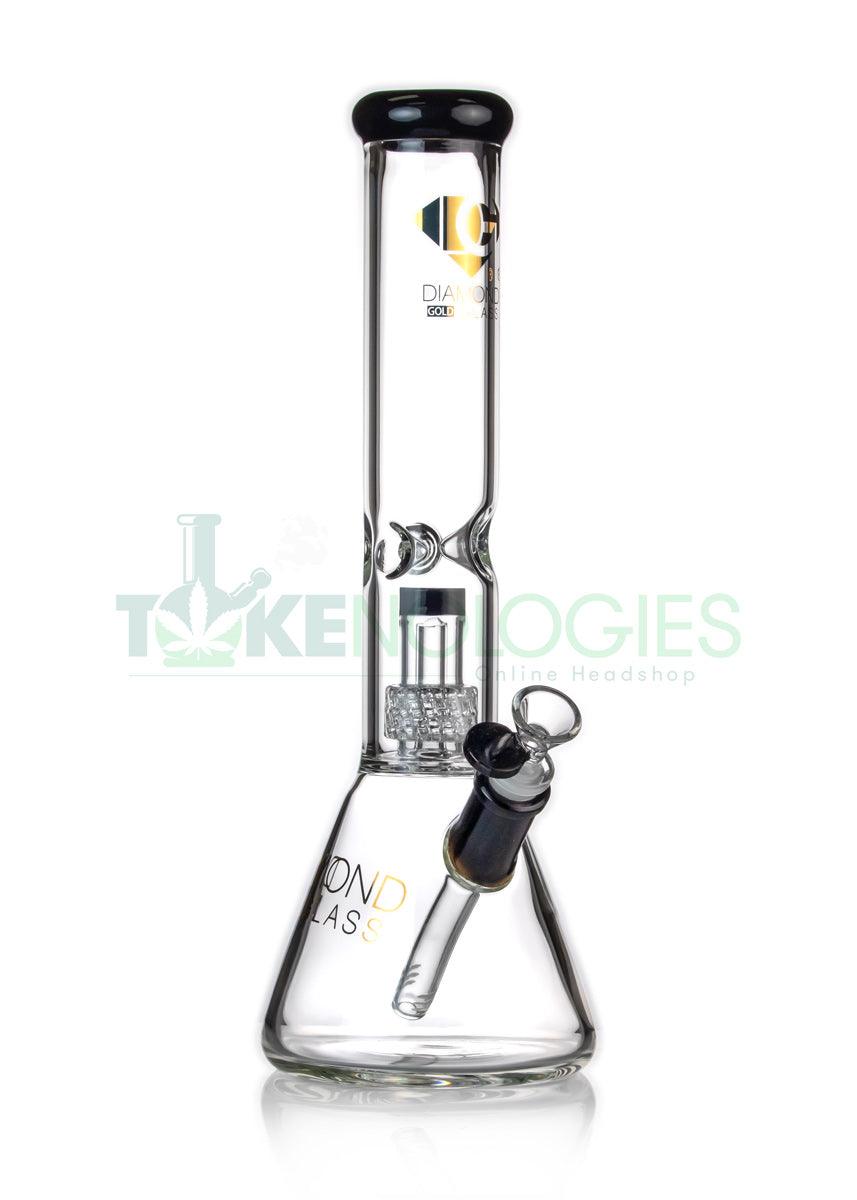 thick diamond glass beaker bong with matrix perc with black accents