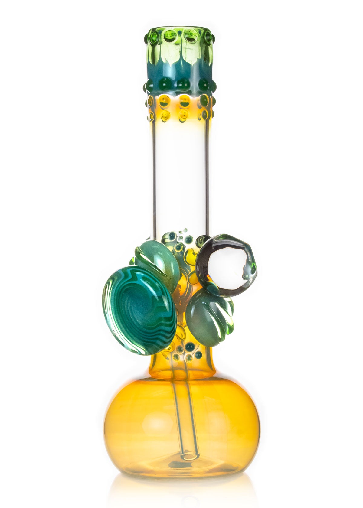 trident glass abstract lime and aqua azul fumed bong
