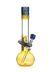 shark glass bong water pipe in blue color by trident glassworks