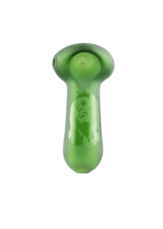 Green glass pipe on a white background