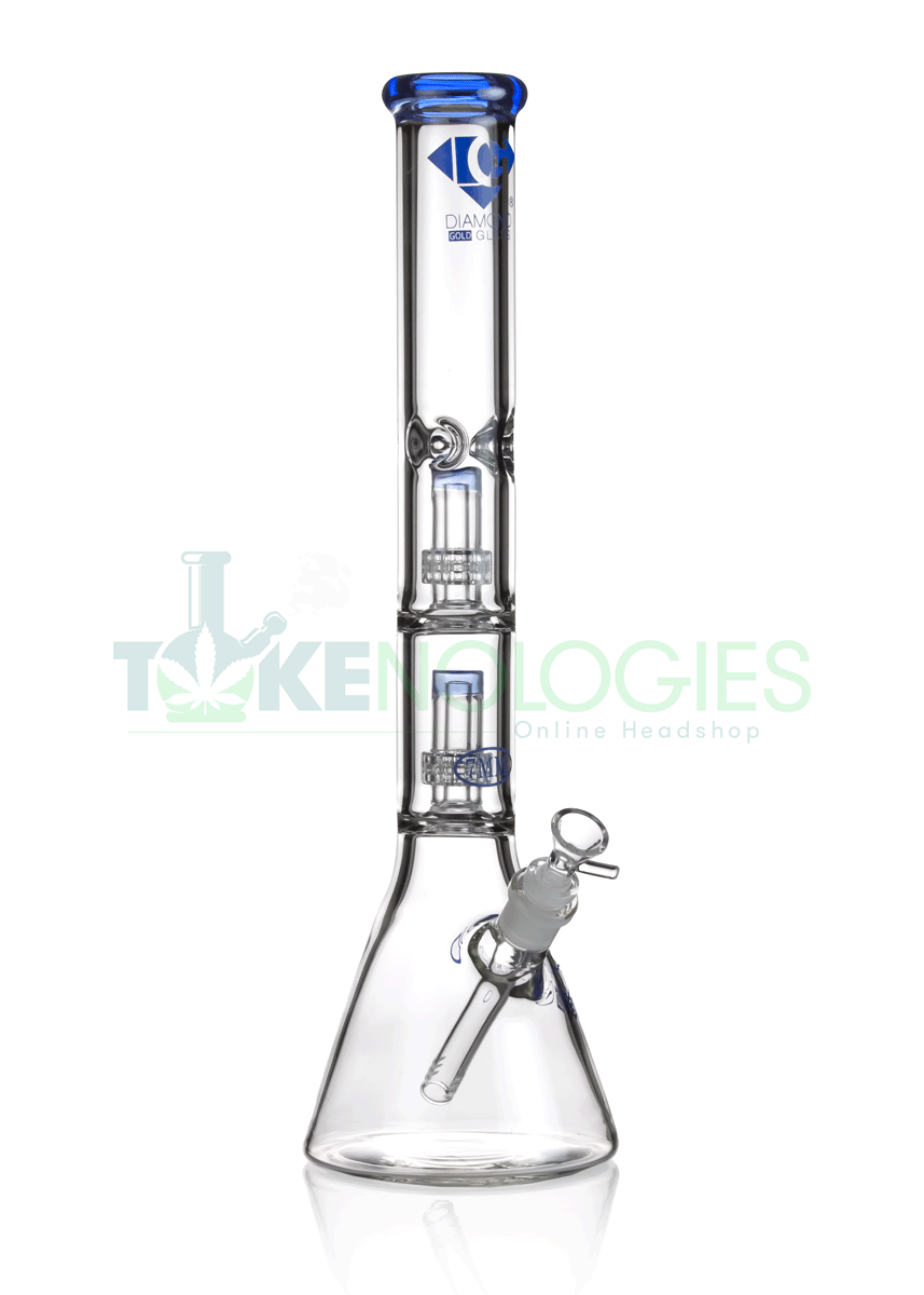 18-inch Double Matrix Showerhead Perc Beaker Bong by Diamond Glass