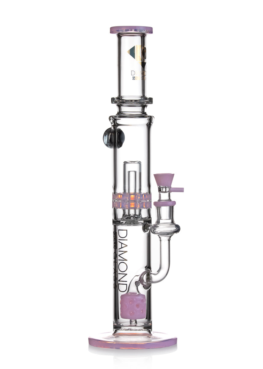 diamond glass moonrock straight bong in color pink
