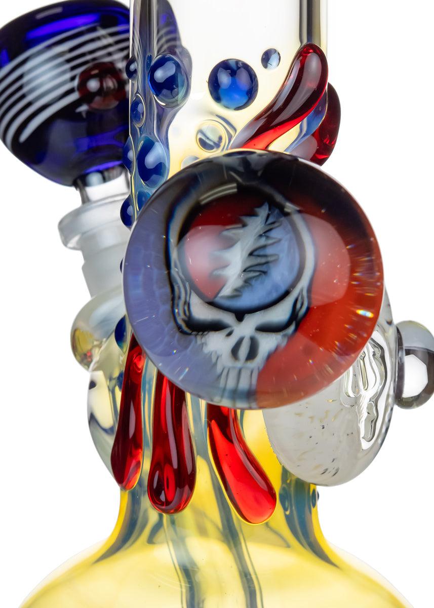 dead head glass marble accent on trident glass bong