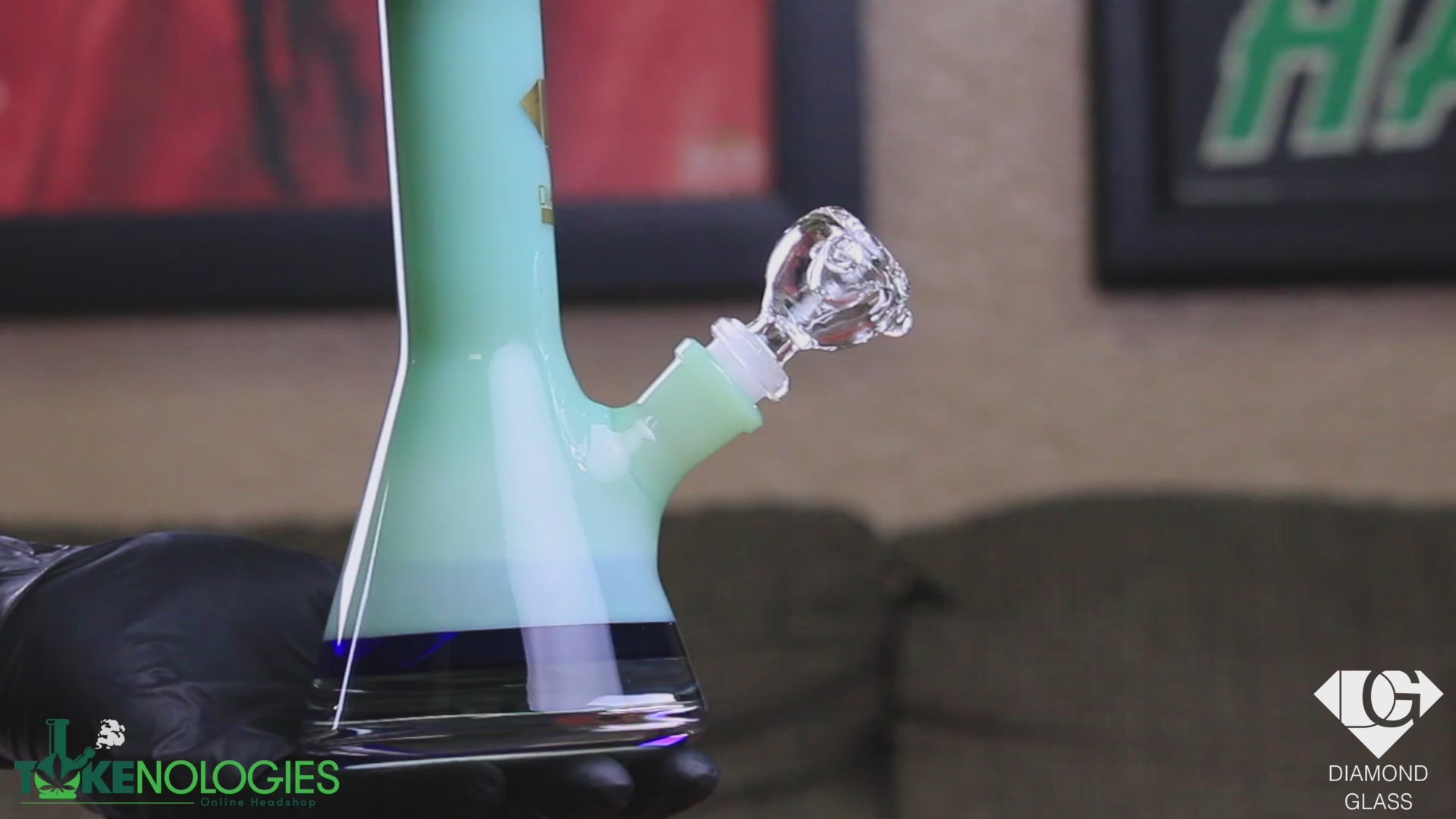 mint green mini beaker bong by diamond glass