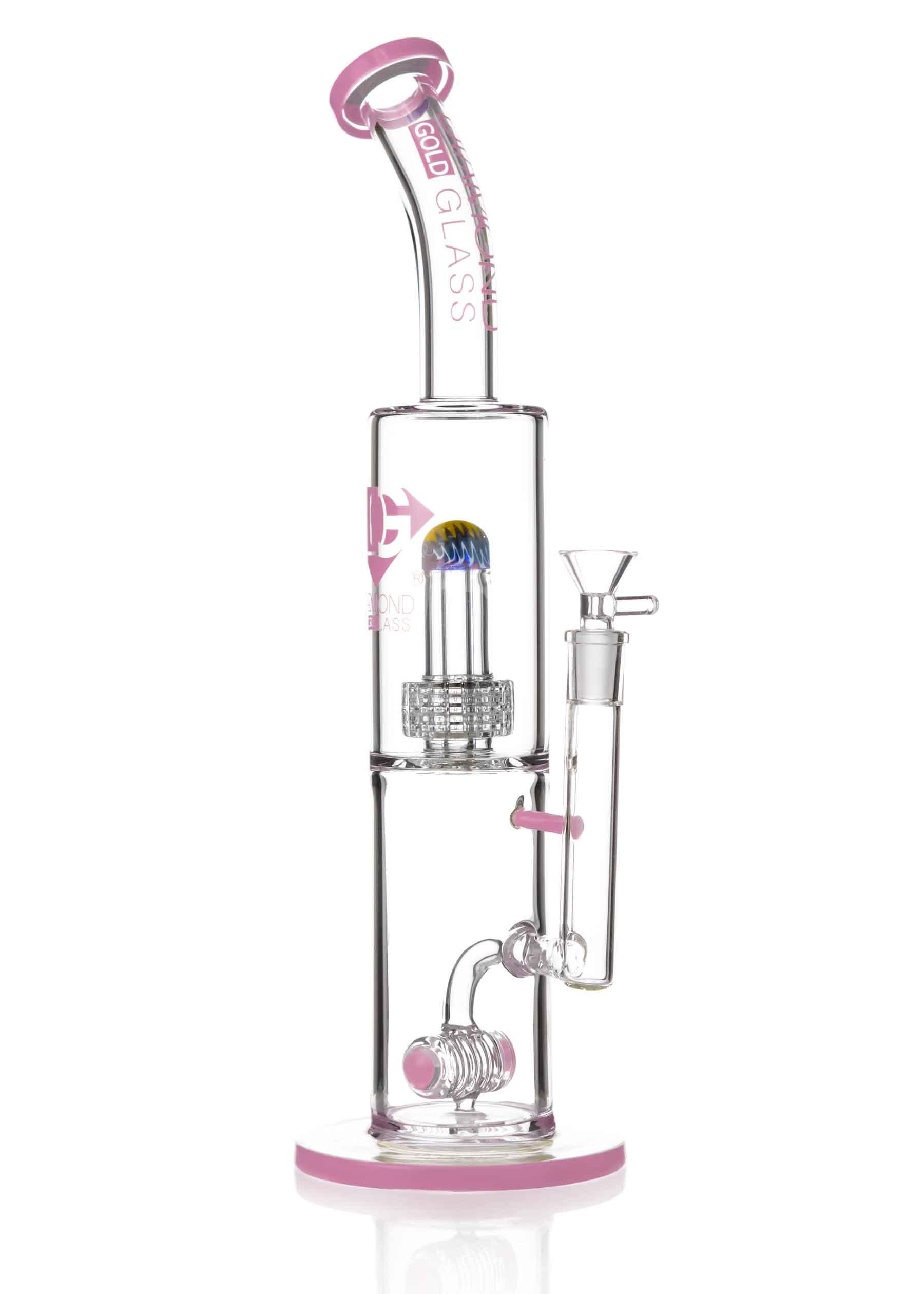 pink diamond glass waterpipe with showerhead perc