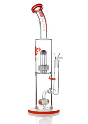 red diamond glass bong w barrel perc and matrix showerhead perc bong