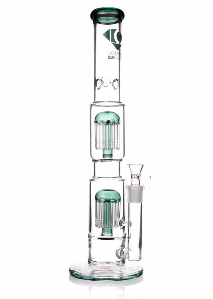 18 inch straight tube bong with two 8-arm tree percolators by diamond glass