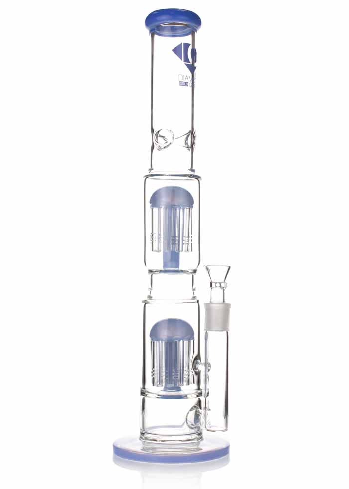 milk blue straight bong with 2 8-arm tree percs by diamond gold glass