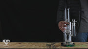 diamond glass fixed stem bong 65mm with double showerhead percs
