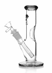 this straight bong by diamond gold glass features a colored top and one ice pinch