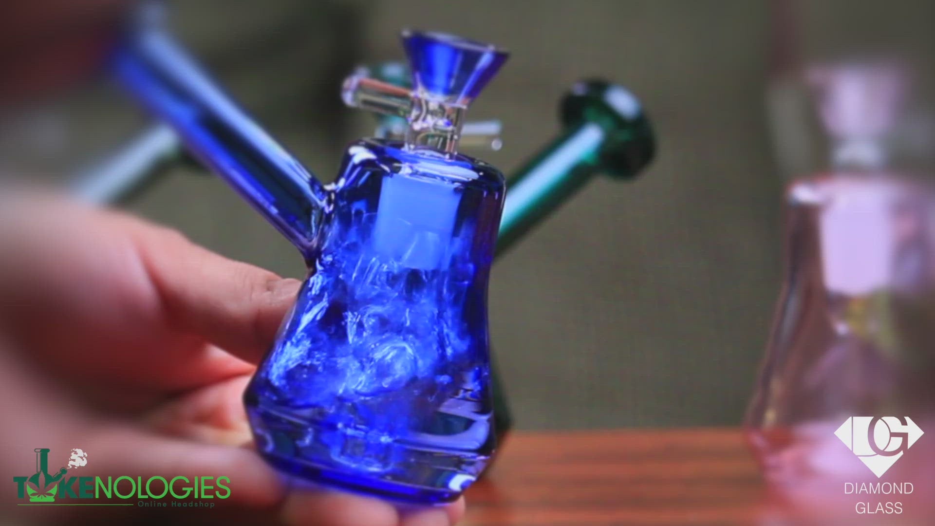 sapphire mini bubbler bong by diamond glass