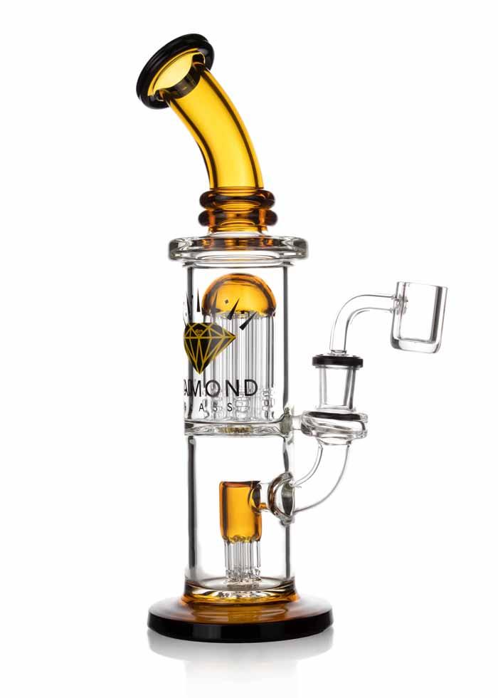 Diamond Glass Double Tree Perc Dab Rig | 15% Off + Free US Shipping