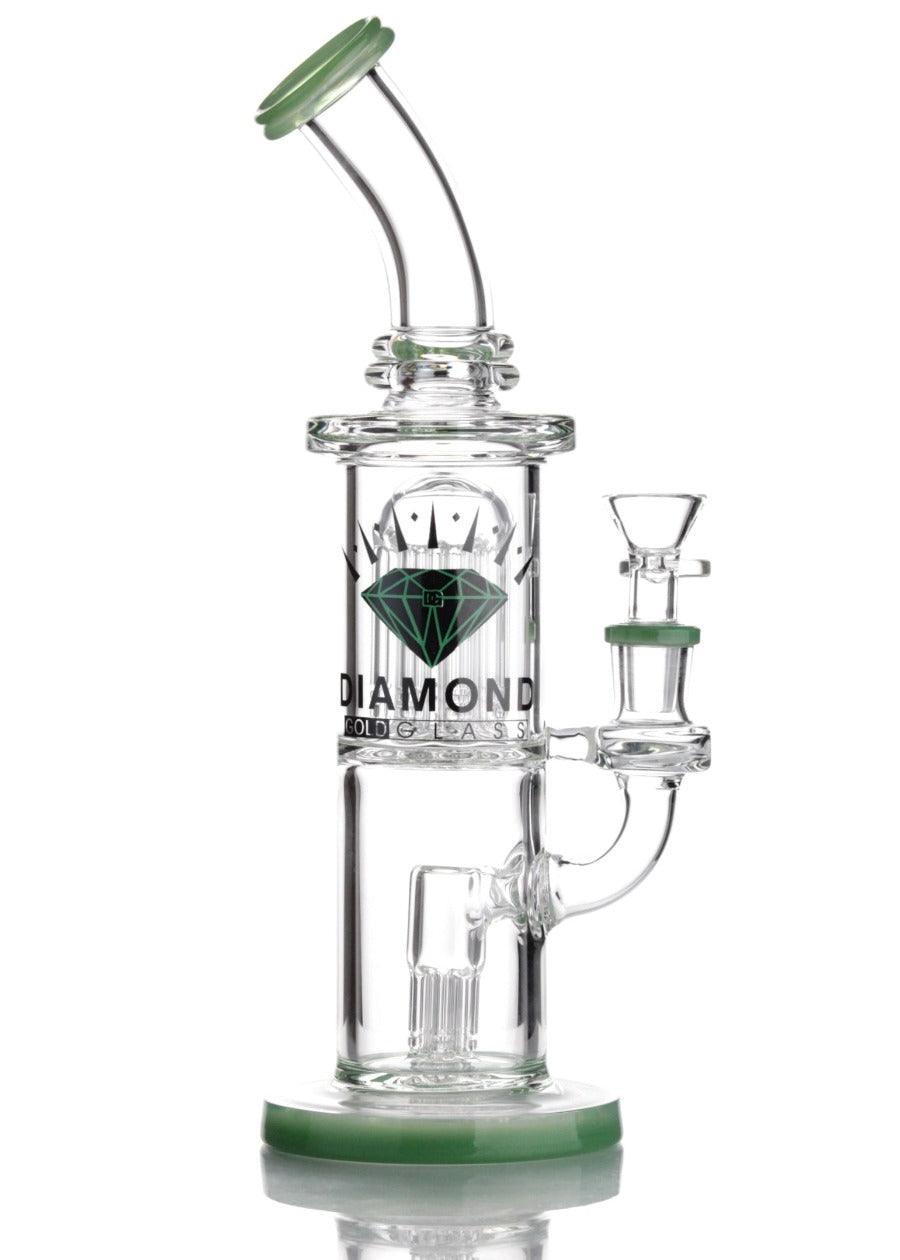 Diamond Glass Double Tree Perc Dab Rig | 15% Off + Free US Shipping