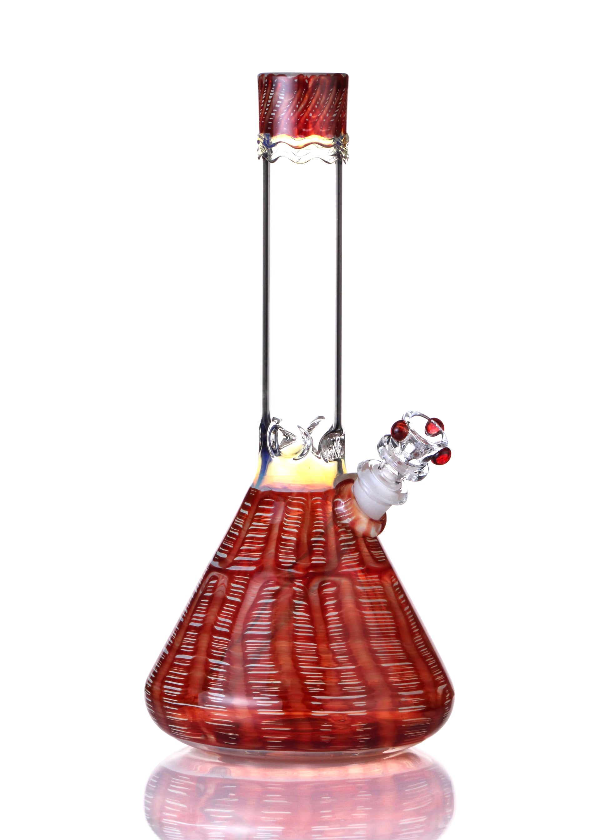 hvy glass color raked beaker bong