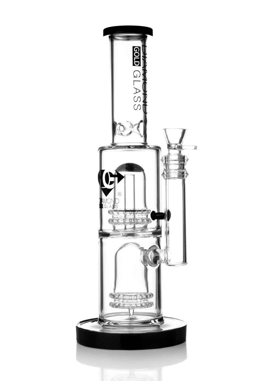 diamond glass inc double showerhead percs bong