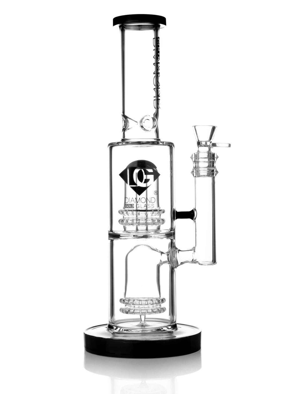diamond glass 65mm bong with double showerhead percs