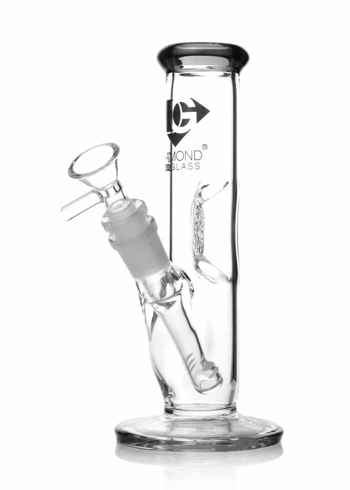 this straight bong has a height of 8 inches tall. it comes in different color options. its made by diamond glass based in pomona california usa