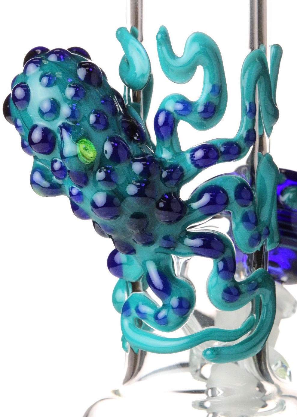 trident glass uv octopus glass art aqua azul