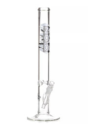 18 inch straight tube bong by zob glass with white logo
