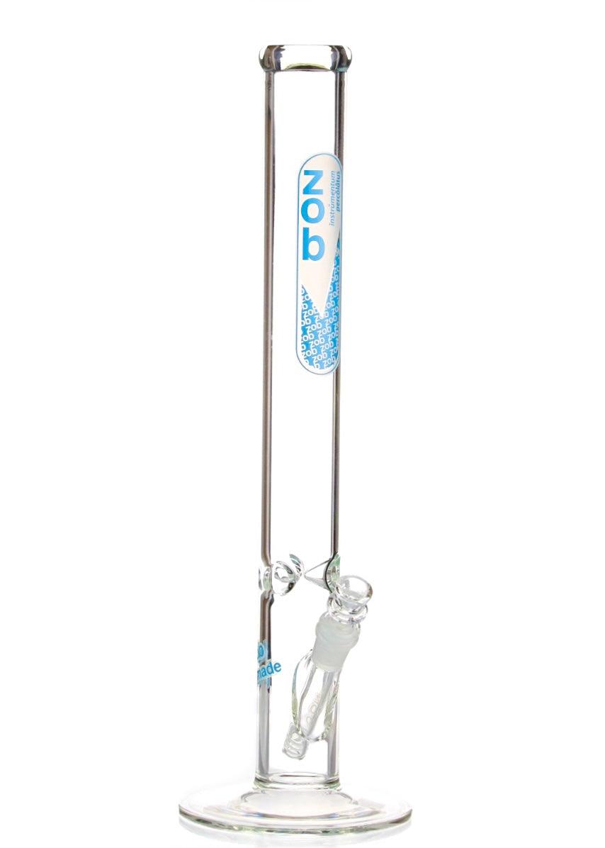 straight tube bong 18 inch by zob glass with blue logo